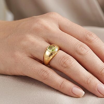 Hebei Peridot 0.50 ctw Ring in Vermeil Yellow Gold Over Sterling Silver (Size 10.0)