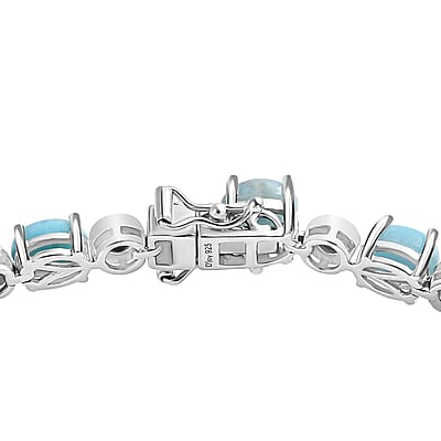D'Joy Larimar and Multi Gemstone Flower Bracelet in Platinum Over Sterling Silver (7.25 In) 36.85 ctw