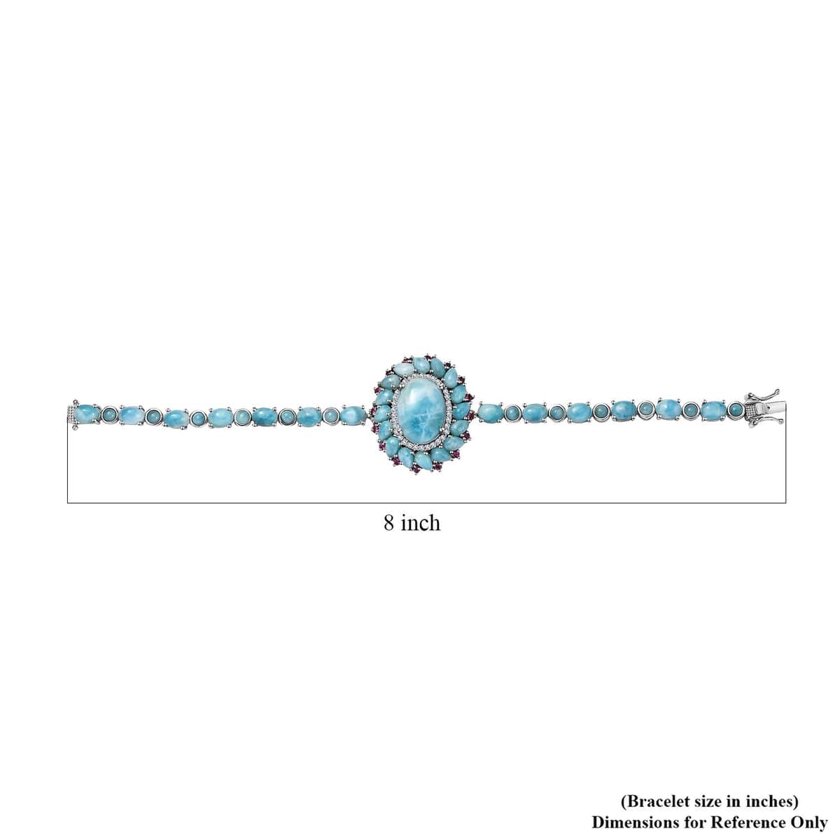 Larimar and Multi Gemstone Flower Bracelet in Platinum Over Sterling Silver (7.25 In) 36.85 ctw image number 4