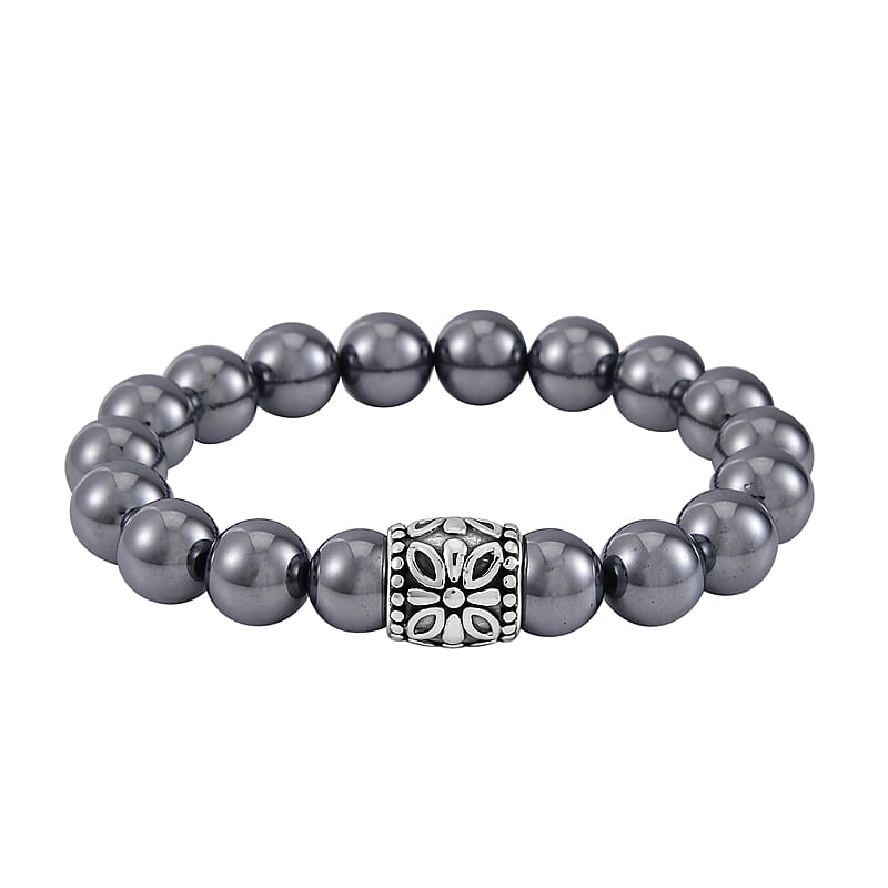 Terahertz Beaded Stretch Bracelet in Stainless Steel (6.5-7In) 115.00 ctw