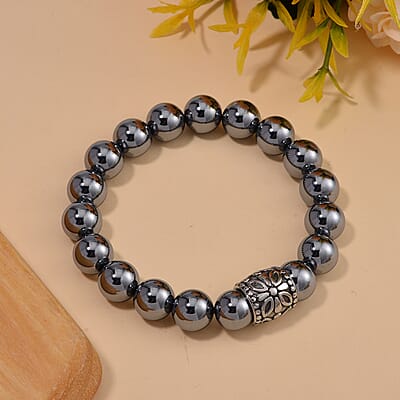 Terahertz Beaded Stretch Bracelet in Stainless Steel (6.5-7In) 115.00 ctw