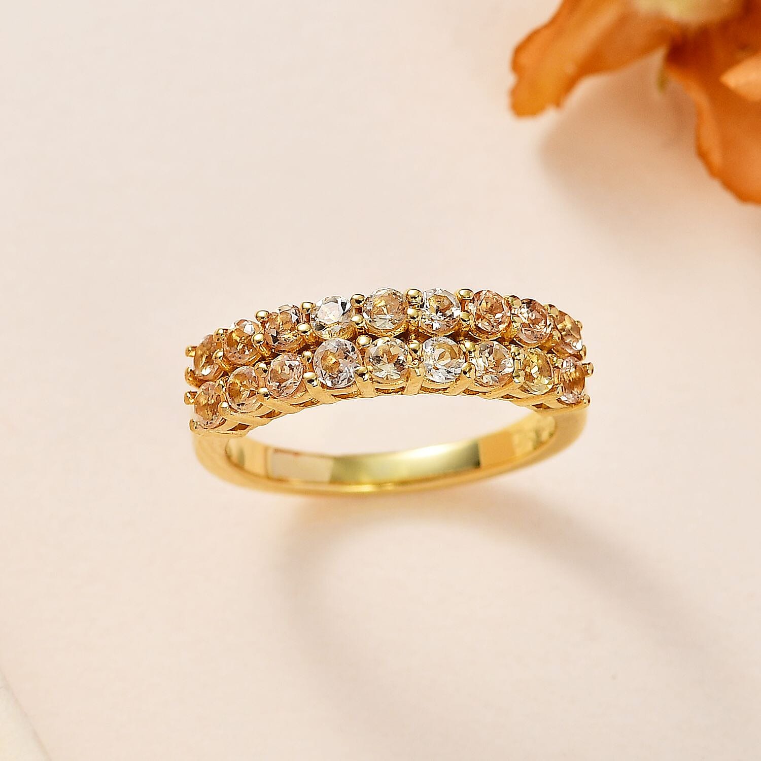 Premium Golden Imperial Topaz Ring in Vermeil Yellow Gold Over Sterling Silver (Size 10.0) 1.10 ctw (Del. in 8-10 Days)