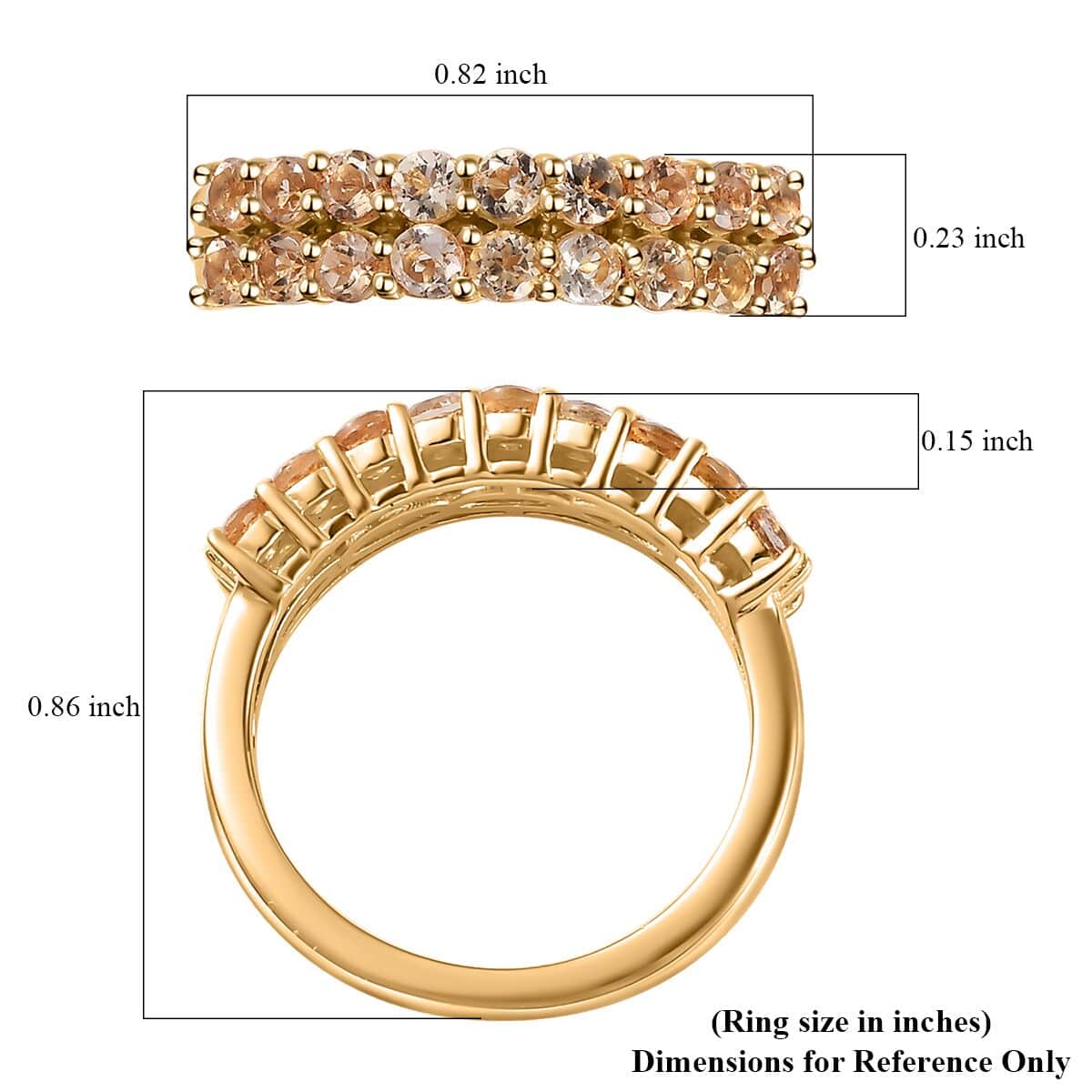 Premium Imperial Topaz Ring in Vermeil Yellow Gold Over Sterling Silver (Size 10.0) 1.10 ctw image number 5