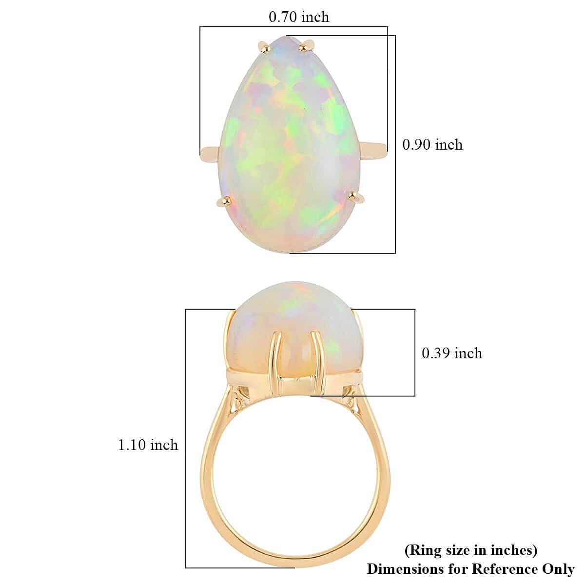 Certified & Appraised Iliana AAA Ethiopian Welo Opal 16.35 ctw Solitaire Ring in 18K Yellow Gold (Size 9.0) image number 3