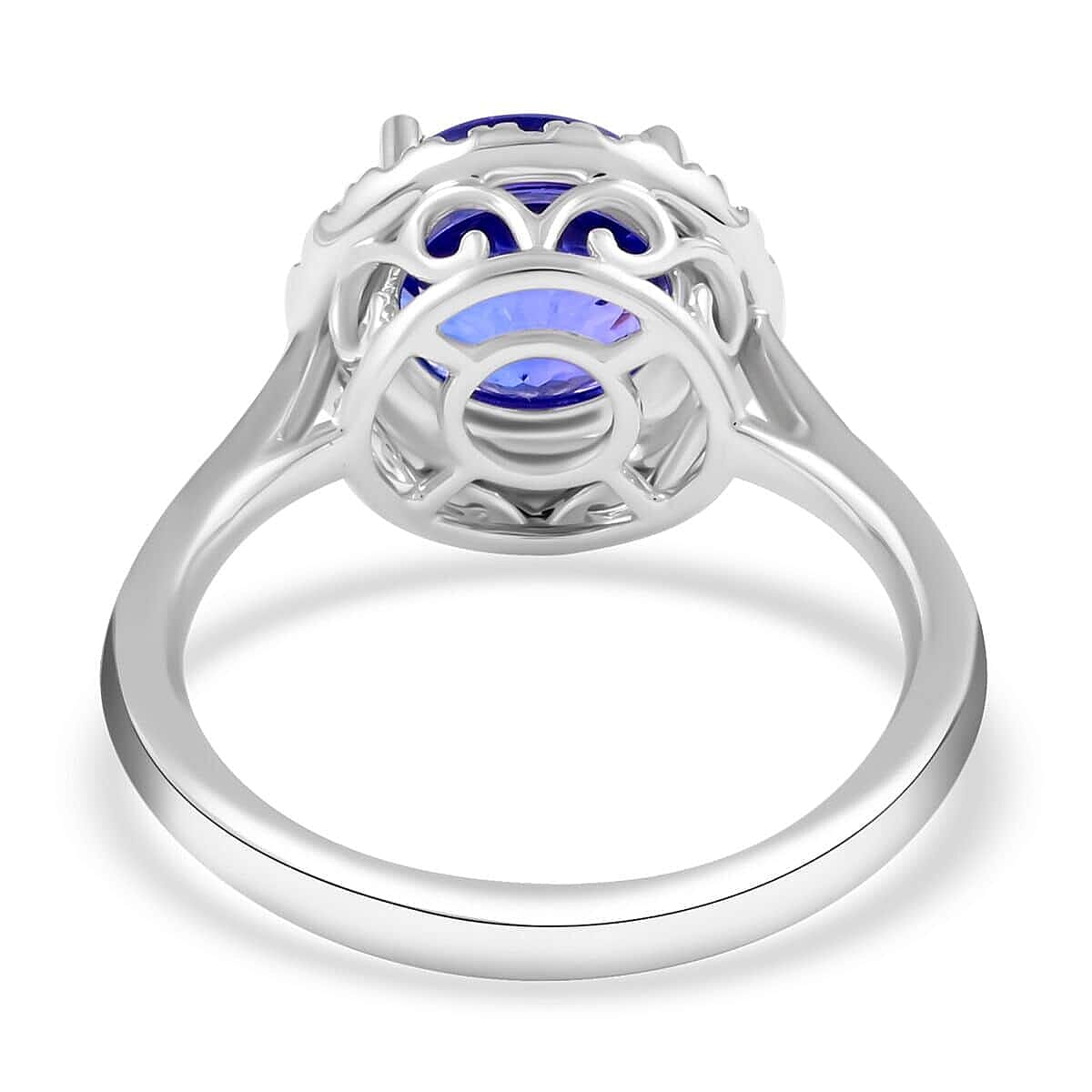 Certified and Appraised Rhapsody 950 Platinum AAAA Tanzanite and E-F VS Diamond Halo Ring (Size 5.5) 5.25 Grams 2.45 ctw image number 4