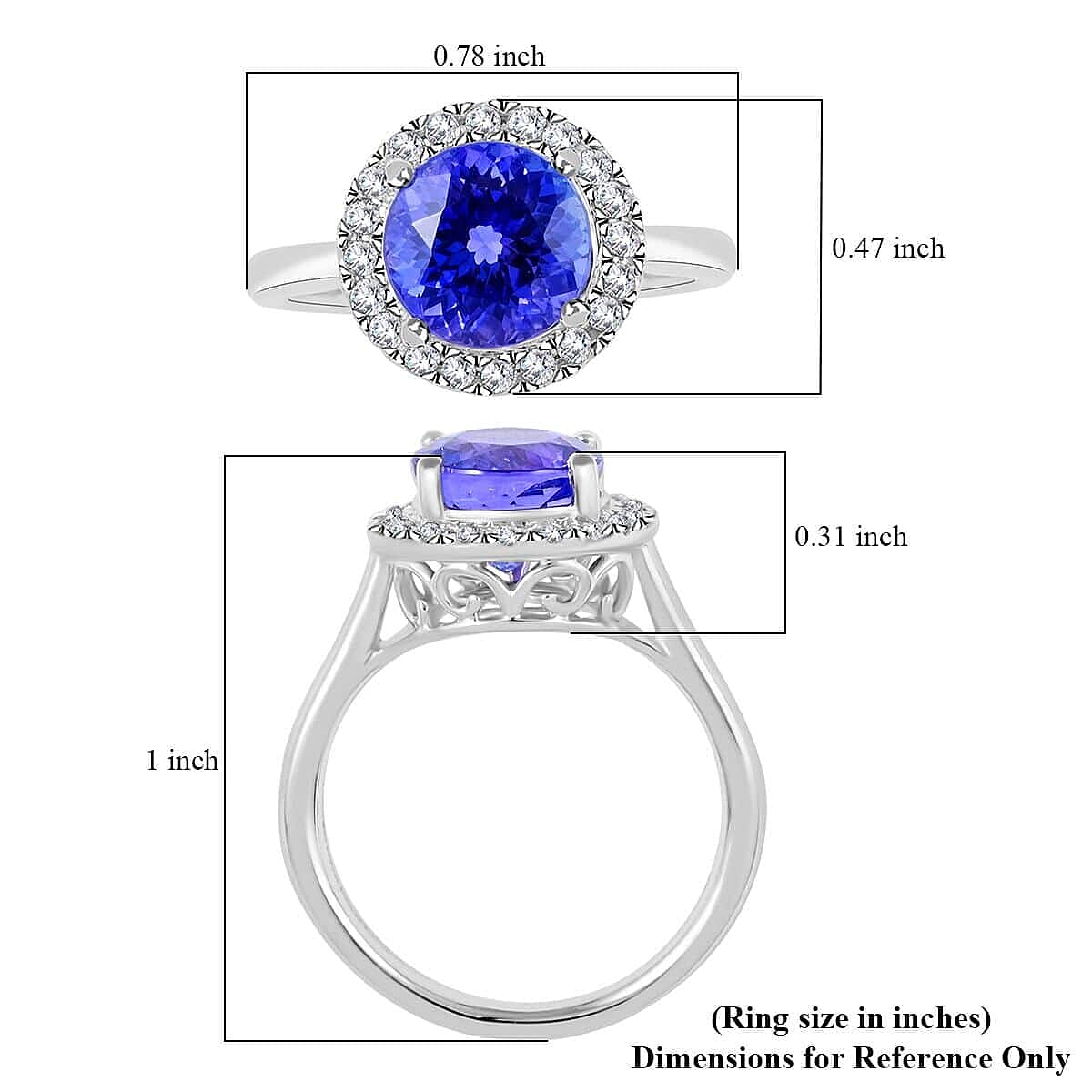 Certified and Appraised Rhapsody 950 Platinum AAAA Tanzanite and E-F VS Diamond Halo Ring (Size 5.5) 5.25 Grams 2.45 ctw image number 5