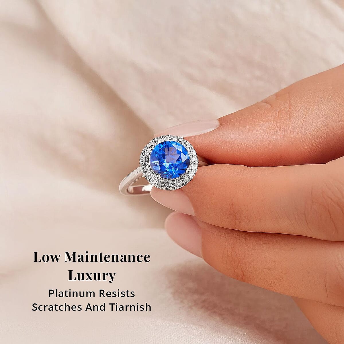 Certified and Appraised Rhapsody 950 Platinum AAAA Tanzanite and E-F VS Diamond Halo Ring (Size 7.5) 5.25 Grams 2.45 ctw image number 5