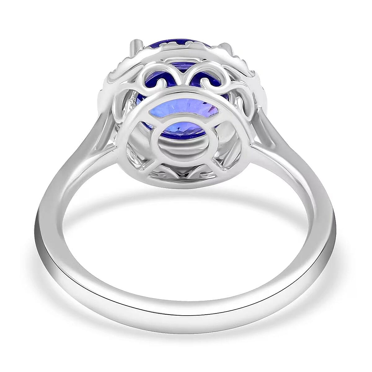 Certified and Appraised Rhapsody 950 Platinum AAAA Tanzanite and E-F VS Diamond Halo Ring (Size 8.5) 5.25 Grams 2.45 ctw image number 7