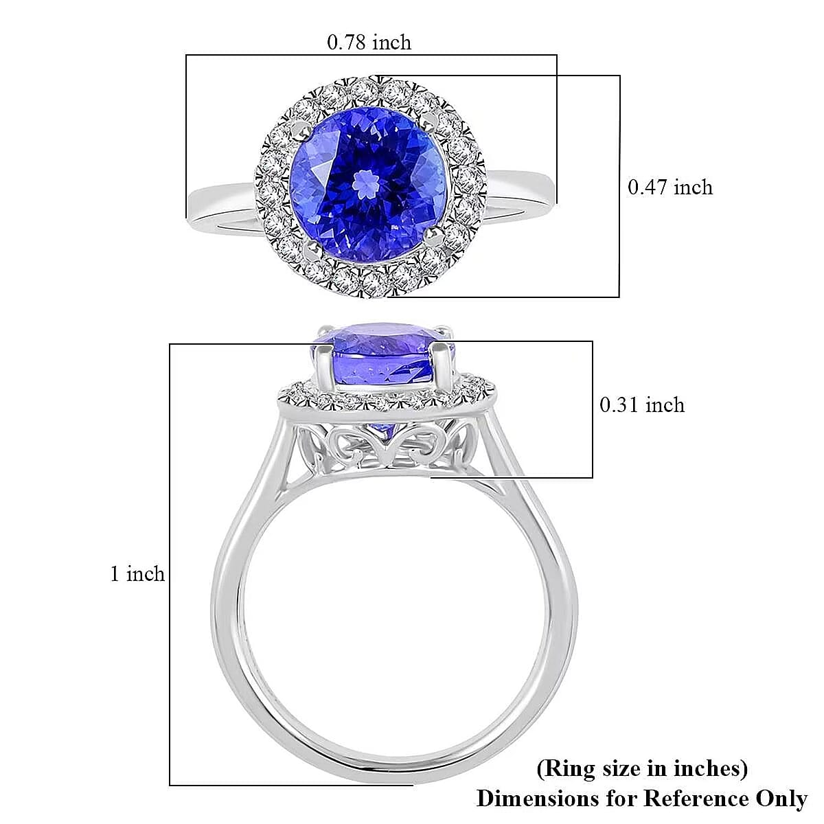 Certified and Appraised Rhapsody 950 Platinum AAAA Tanzanite and E-F VS Diamond Halo Ring (Size 9.5) 5.25 Grams 2.45 ctw image number 6