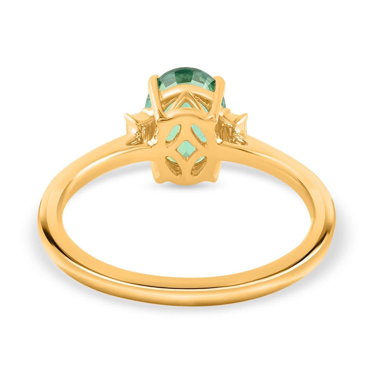 Certified & Appraised Iliana 18K Yellow Gold AAA Kagem Zambian Emerald and G-H SI Diamond Ring (Size 10.5) 1.25 ctw image number 3