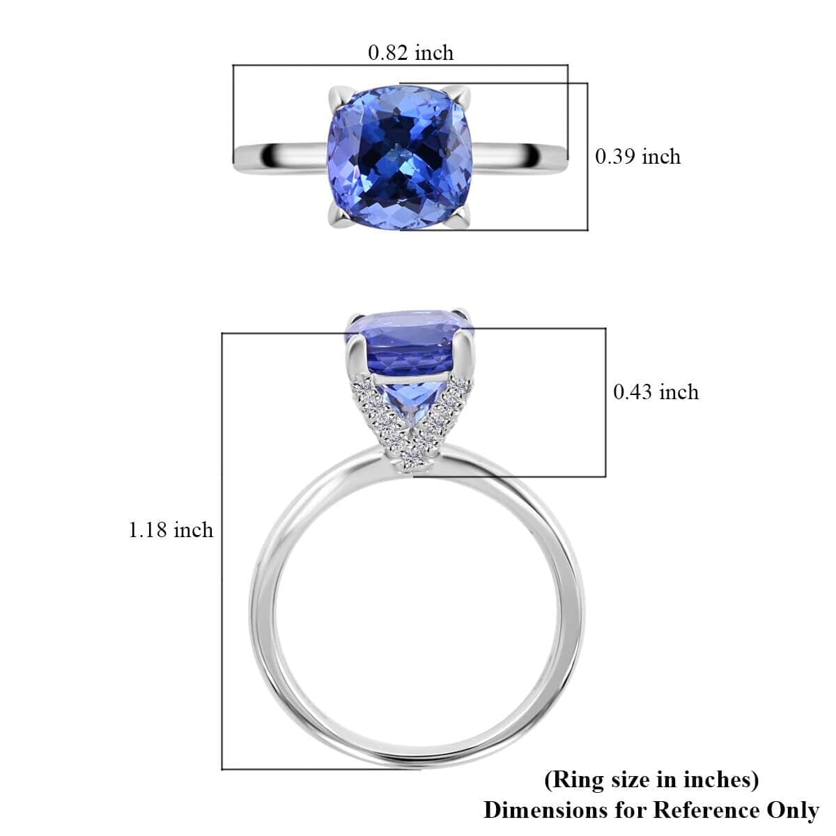 Certified & Appraised Rhapsody 950 Platinum AAAA Tanzanite and E-F VS Diamond Ring (Size 6.5) 2.75 ctw 4.40 Grams image number 4