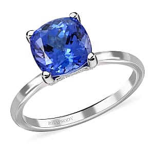Certified & Appraised Rhapsody 950 Platinum AAAA Tanzanite and E-F VS Diamond Ring (Size 9.5) 2.75 ctw 4.40 Grams