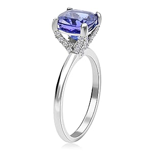 Certified & Appraised Rhapsody 950 Platinum AAAA Tanzanite and E-F VS Diamond Ring (Size 9.5) 2.75 ctw 4.40 Grams