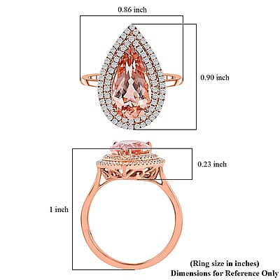 Certified and Appraised Iliana AAA Marropino Morganite and G-H SI Diamond 3.80 ctw Double Halo Ring in 18K Rose Gold (Size 6.0) 4.68 Grams