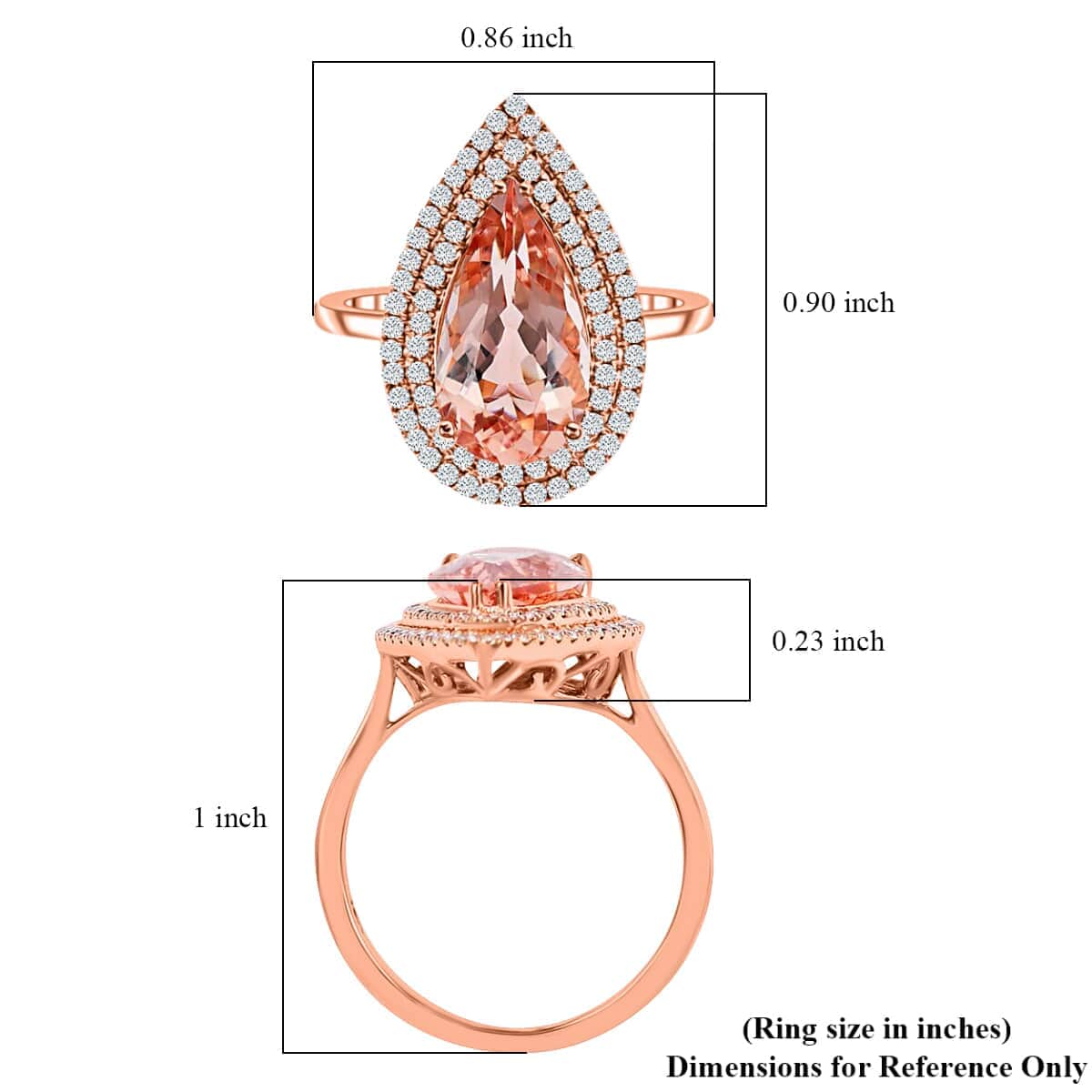 Certified and Appraised Iliana AAA Marropino Morganite and G-H SI Diamond 3.80 ctw Double Halo Ring in 18K Rose Gold (Size 7.5) 4.68 Grams image number 5