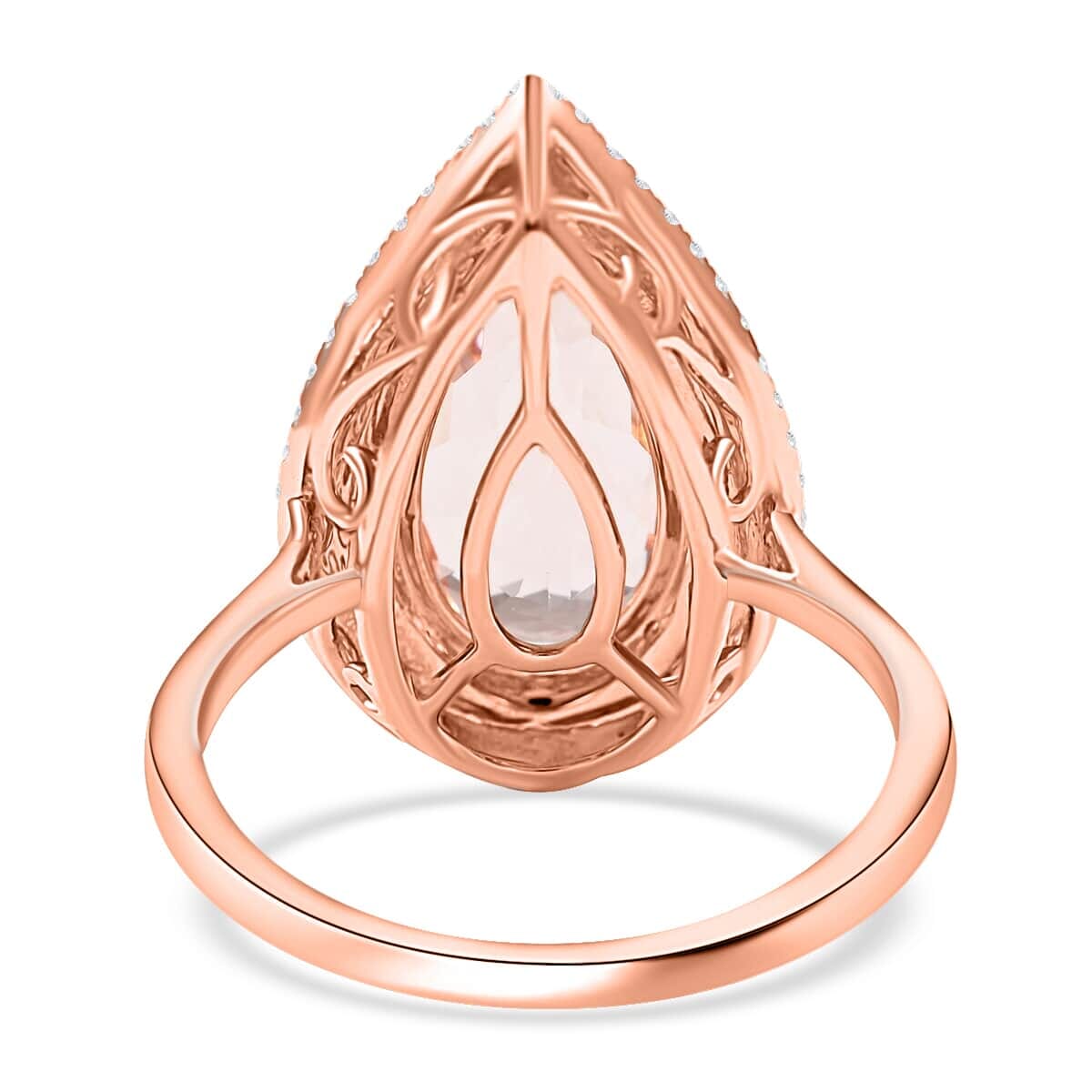 Certified and Appraised Iliana AAA Marropino Morganite and G-H SI Diamond 3.80 ctw Double Halo Ring in 18K Rose Gold (Size 8.5) 4.68 Grams image number 4