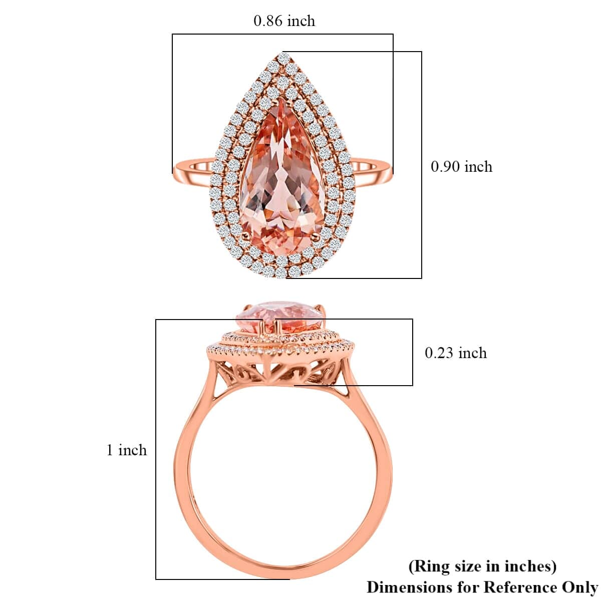 Certified and Appraised Iliana AAA Marropino Morganite and G-H SI Diamond 3.80 ctw Double Halo Ring in 18K Rose Gold (Size 8.5) 4.68 Grams image number 5