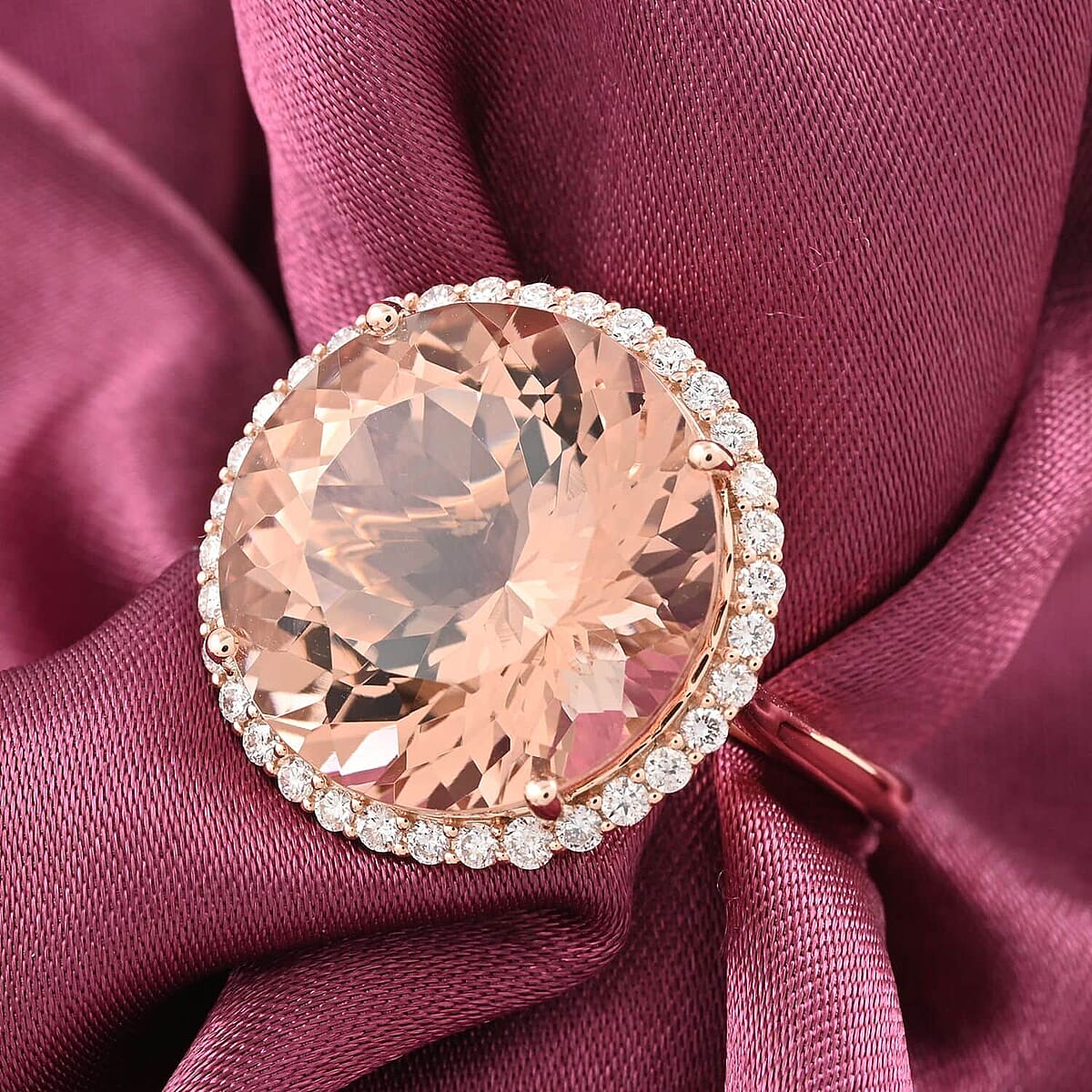 Certified and Appraised Iliana AAA Marropino Morganite and G-H SI Diamond 13.85 ctw Ring in 18K Rose Gold (Size 11.0) 4.55 Grams image number 1