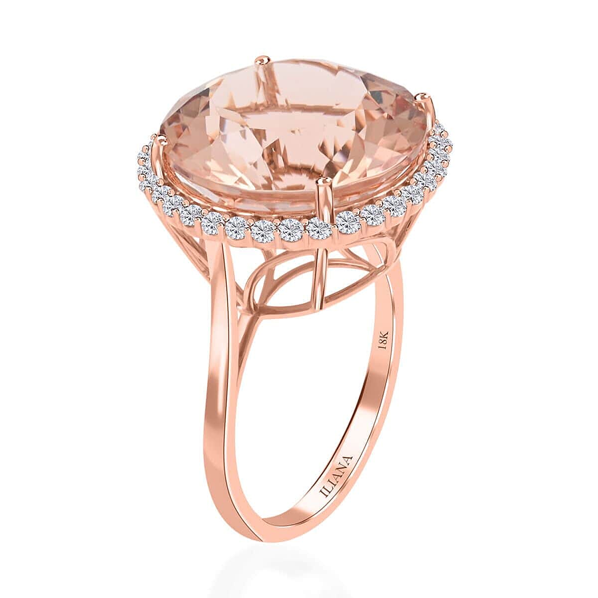 Certified and Appraised Iliana AAA Marropino Morganite and G-H SI Diamond 13.85 ctw Ring in 18K Rose Gold (Size 11.0) 4.55 Grams image number 3