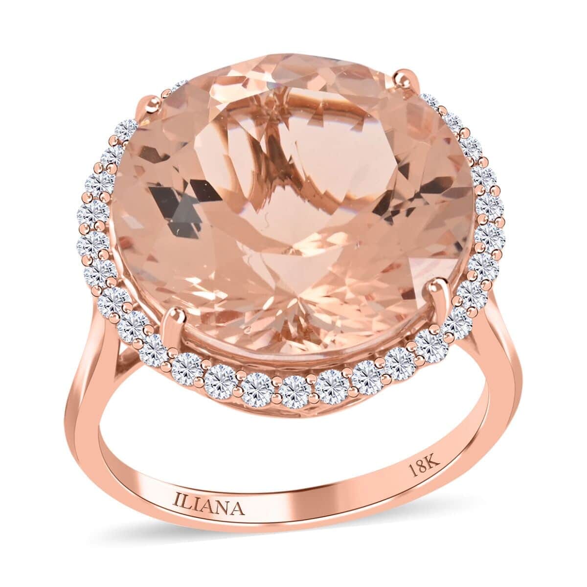 Certified and Appraised Iliana AAA Marropino Morganite and G-H SI Diamond 13.85 ctw Ring in 18K Rose Gold (Size 11.5) 4.55 Grams image number 0