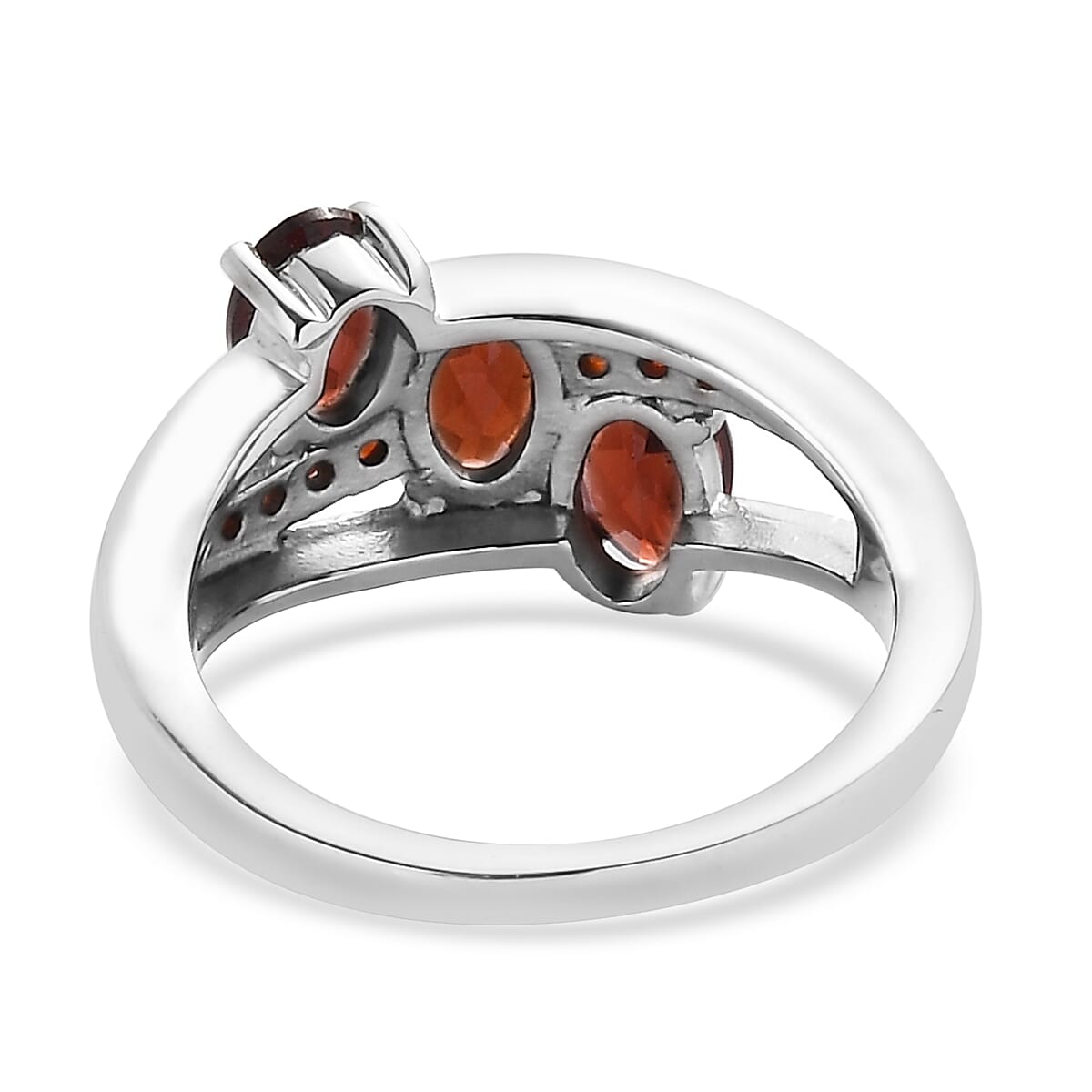 Mozambique Garnet and Simulated Red Diamond Ring in Stainless Steel (Size 7.0) 2.00 ctw image number 4