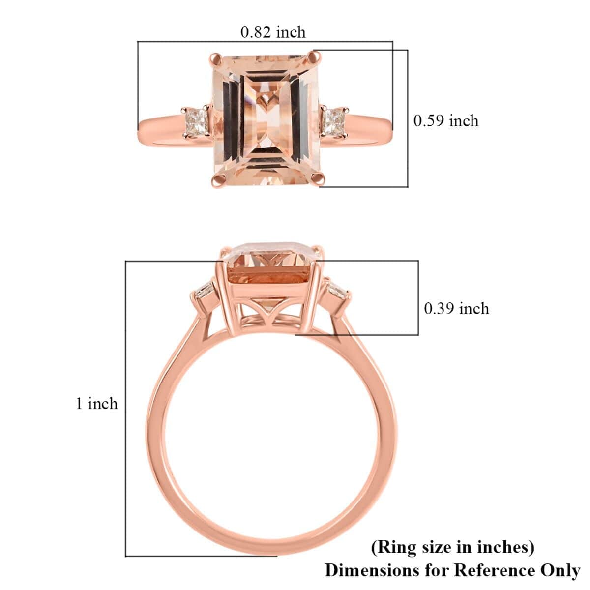 Certified and Appraised Luxoro 14K Rose Gold AAA Marropino Morganite and G-H I2 Diamond Ring (Size 5.0) 3.15 ctw image number 5