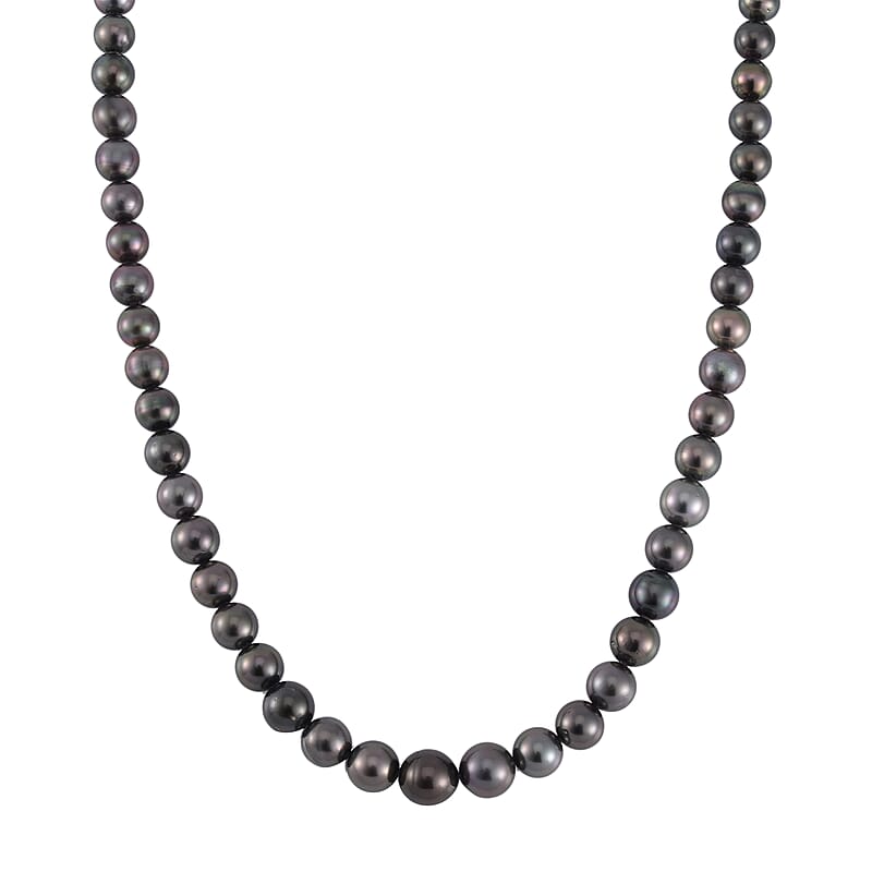 18K Yellow Gold Magnetic Lock Tahitian Cultured Pearl Statement Necklace 18 Inches
