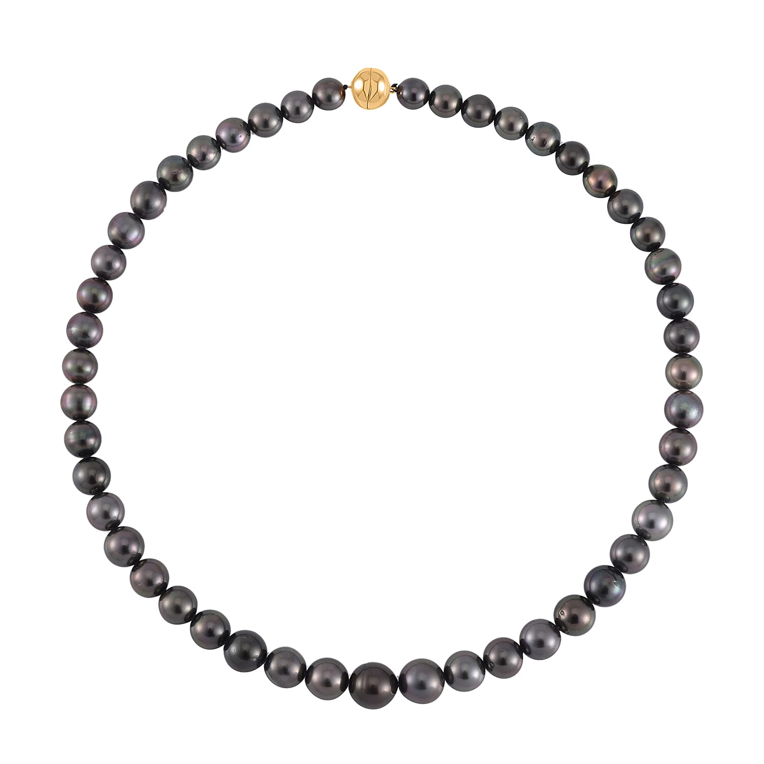 18K Yellow Gold Magnetic Lock Tahitian Cultured Pearl Statement Necklace 18 Inches