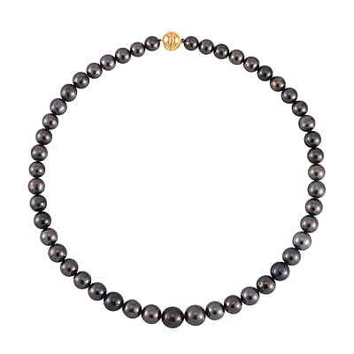 18K Yellow Gold Magnetic Lock Tahitian Cultured Pearl Statement Necklace 18 Inches