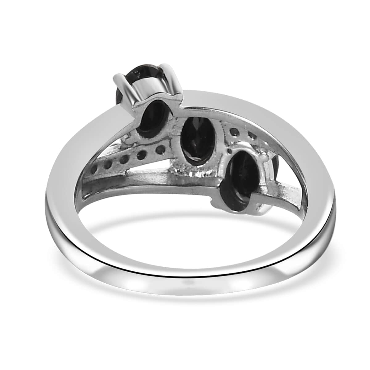 Thai Black Spinel and Simulated Black Diamond Ring in Stainless Steel (Size 5.0) 2.25 ctw image number 4