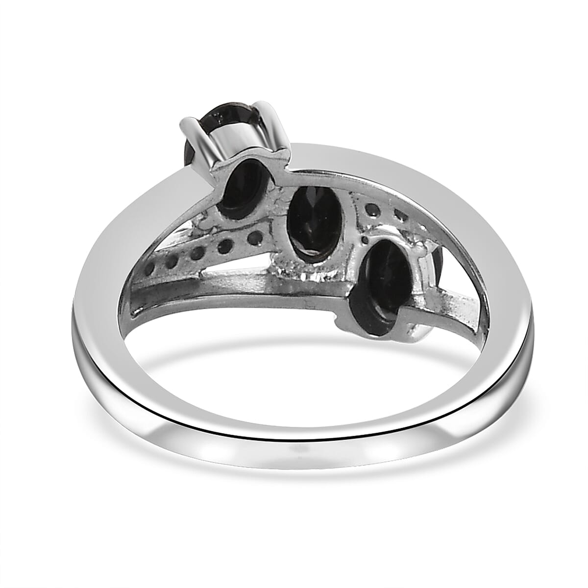 Thai Black Spinel and Simulated Black Diamond Ring in Stainless Steel (Size 8.0) 2.25 ctw image number 4