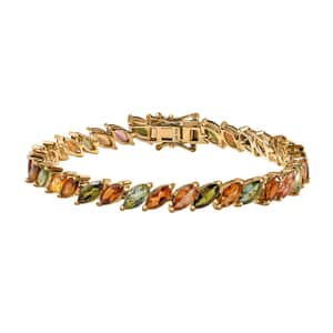 Multi-Tourmaline Bracelet in Vermeil Yellow Gold Over Sterling Silver (6.50 In) 11.50 ctw