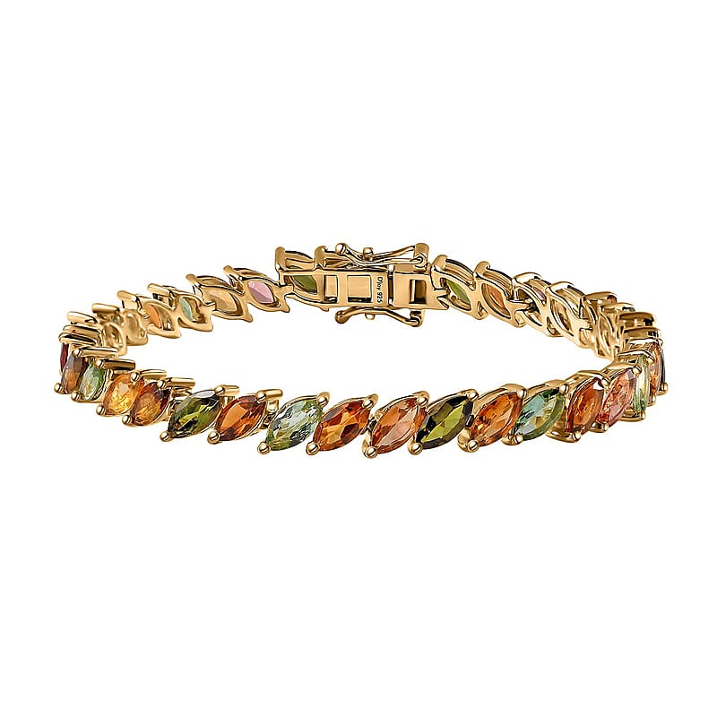 Multi-Tourmaline Bracelet in Vermeil Yellow Gold Over Sterling Silver (6.50 In) 11.50 ctw