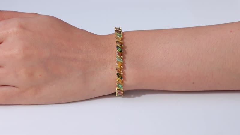 Premium Multi-Tourmaline Bracelet in Vermeil YG Over Sterling Silver (6.50 In)