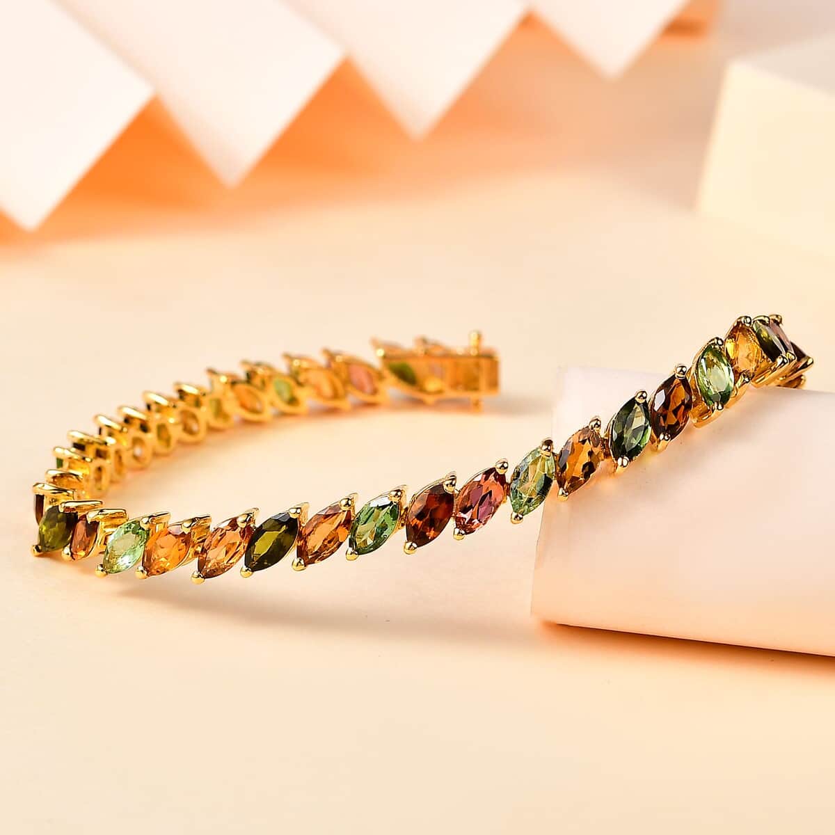 Multi-Tourmaline Bracelet in Vermeil Yellow Gold Over Sterling Silver (6.50 In) 11.50 ctw image number 1