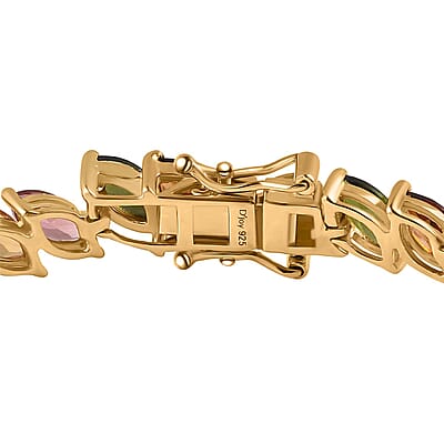 Multi-Tourmaline Bracelet in Vermeil Yellow Gold Over Sterling Silver (6.50 In) 11.50 ctw