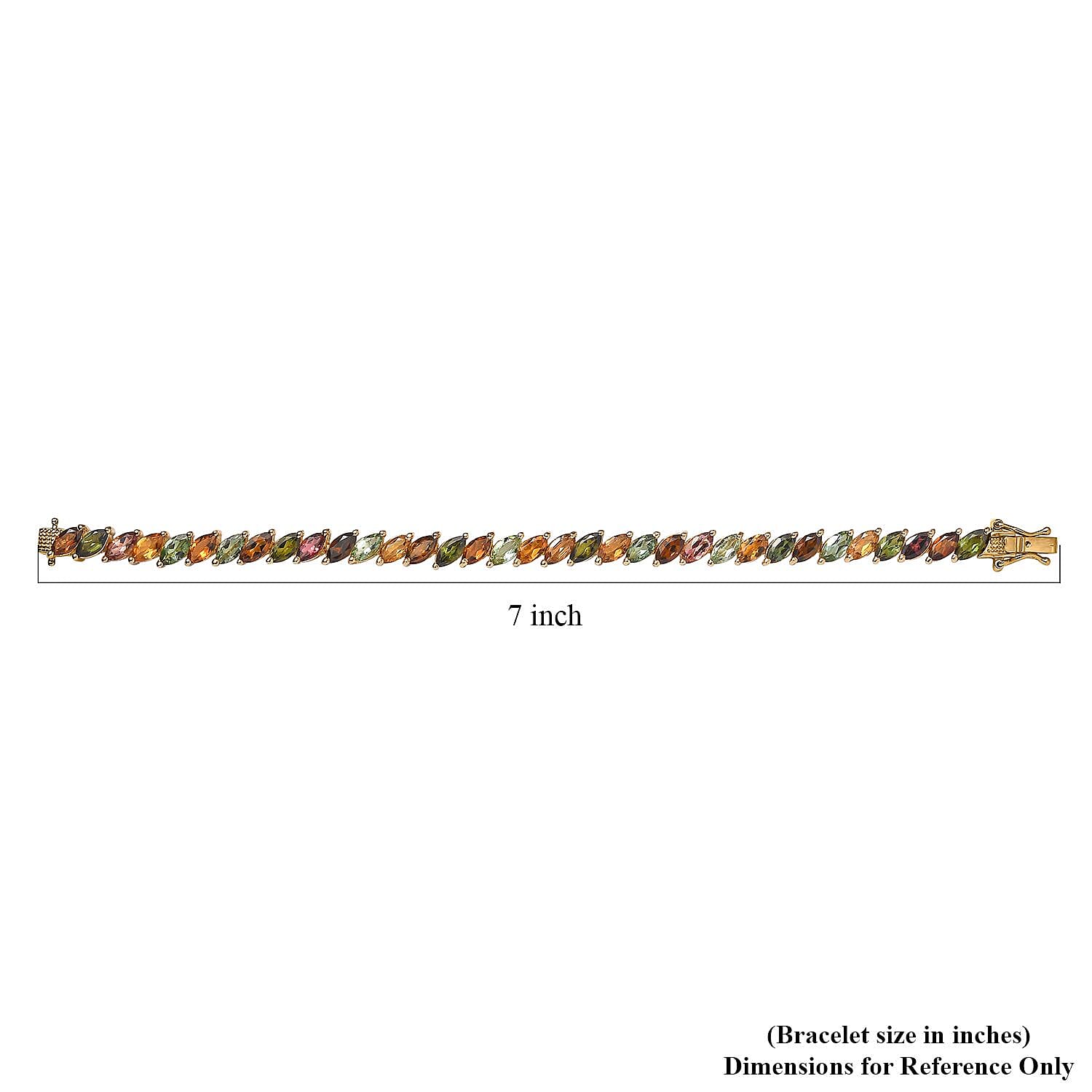 Multi-Tourmaline Bracelet in Vermeil Yellow Gold Over Sterling Silver (6.50 In) 11.50 ctw