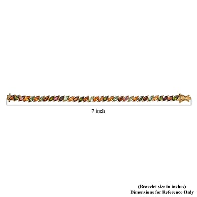 Multi-Tourmaline Bracelet in Vermeil Yellow Gold Over Sterling Silver (6.50 In) 11.50 ctw