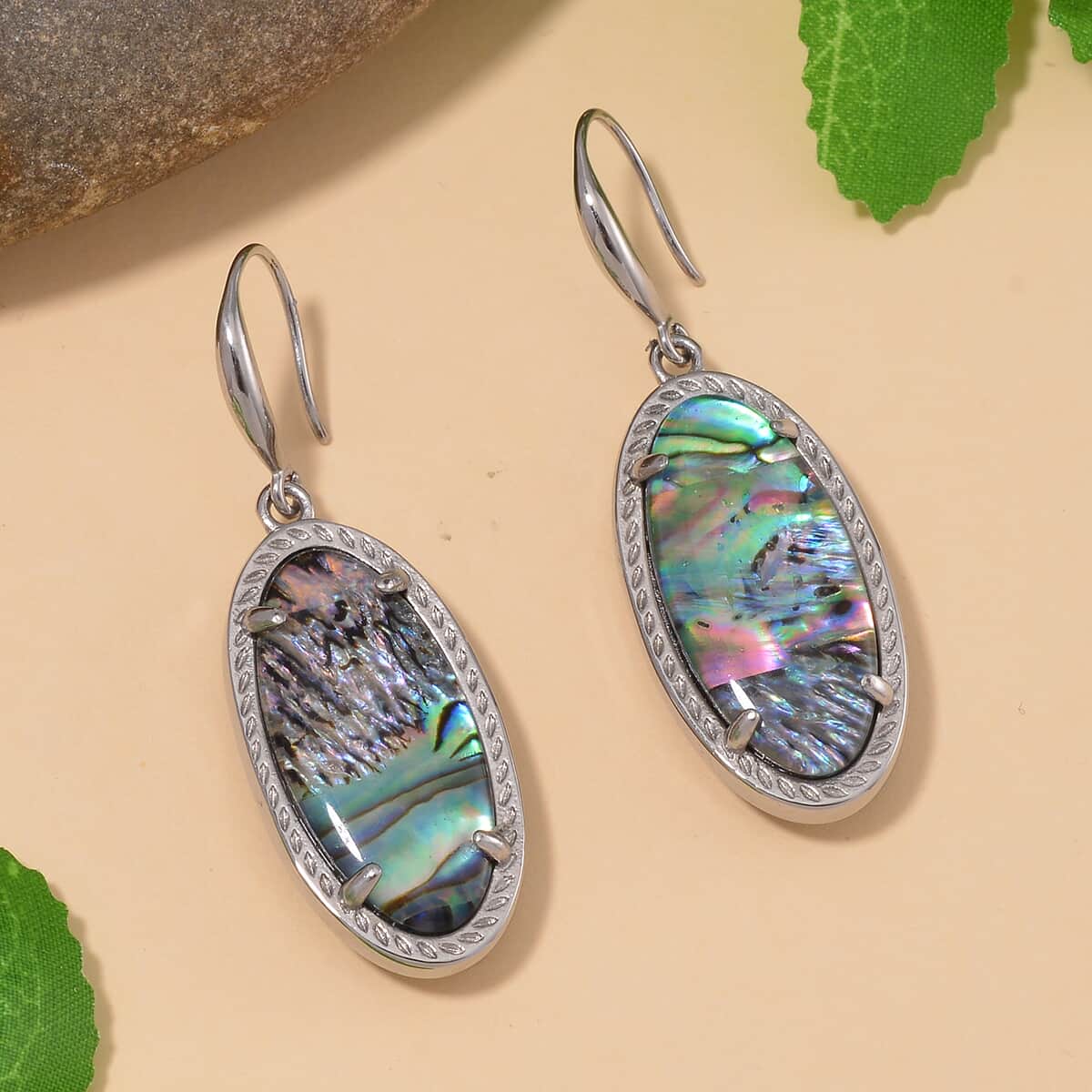 Abalone Shell Earrings in Stainless Steel image number 1