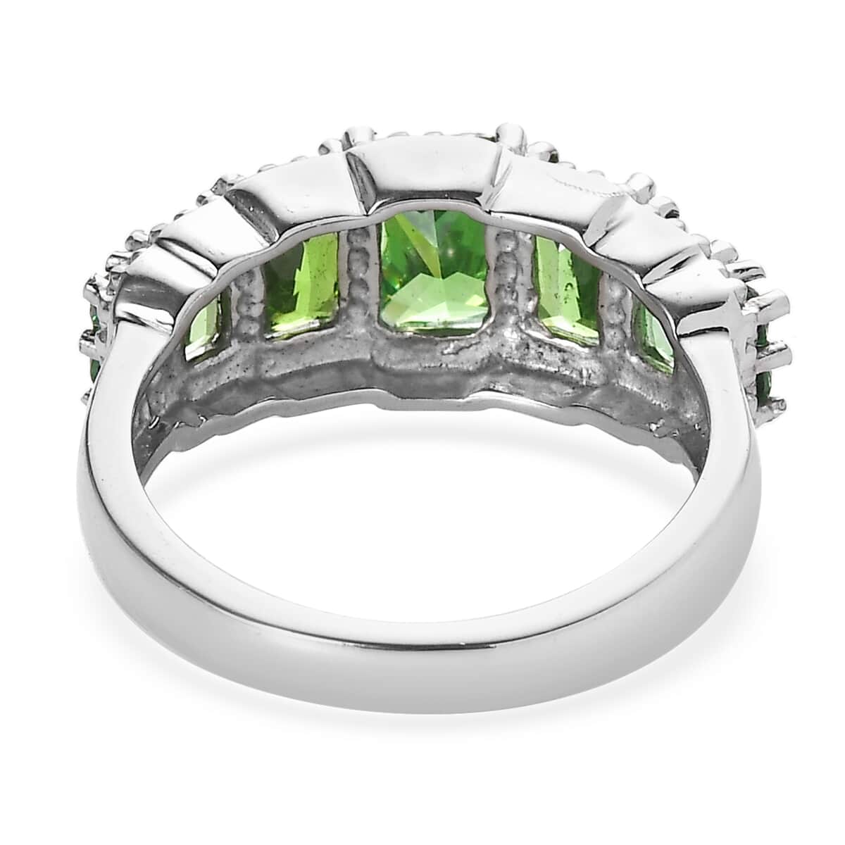 Simulated Green Diamond 4.15 ctw Stair Step Ring in Stainless Steel (Size 5.0) image number 4