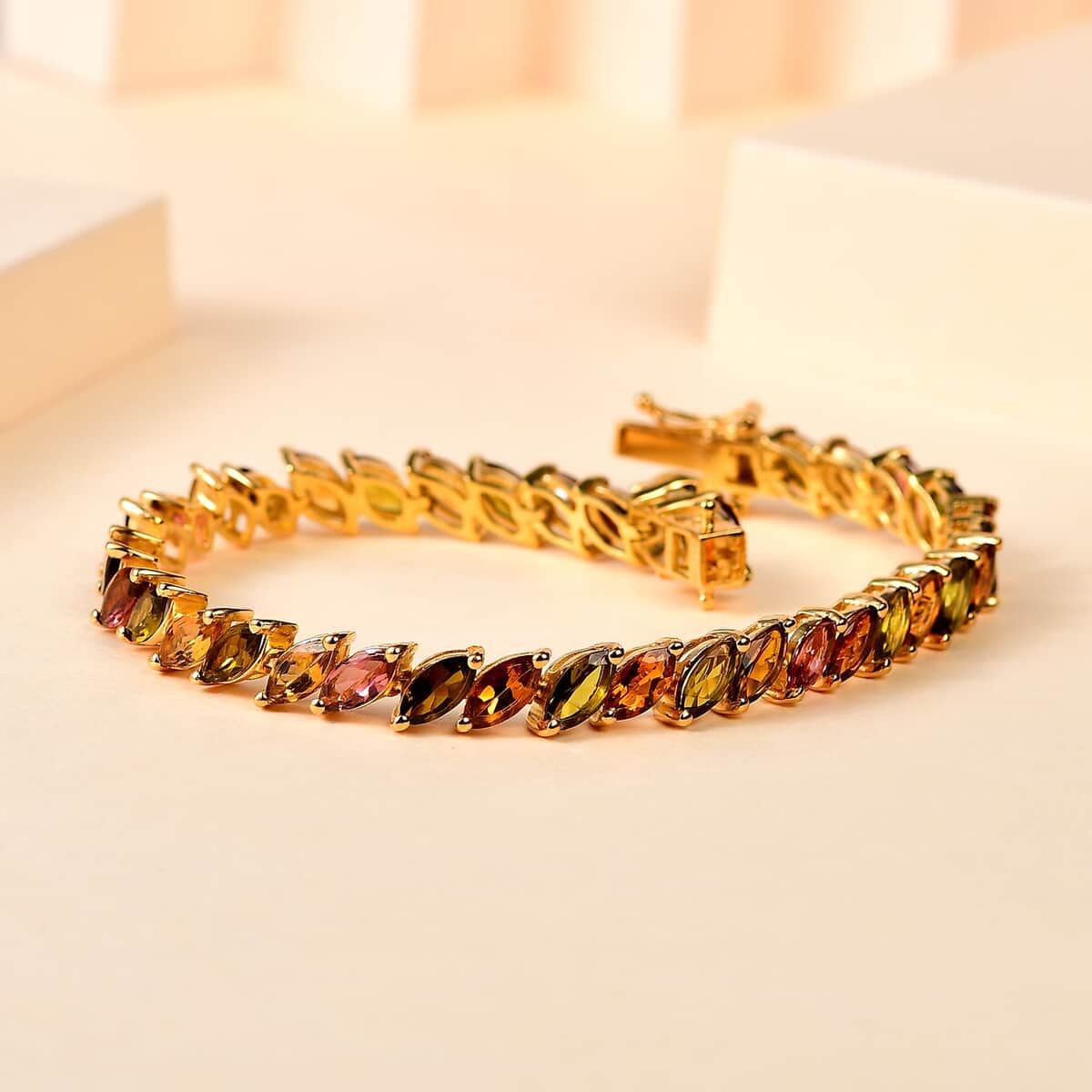 Multi-Tourmaline Bracelet in Vermeil Yellow Gold Over Sterling Silver (8.00 In) 14.25 ctw image number 1