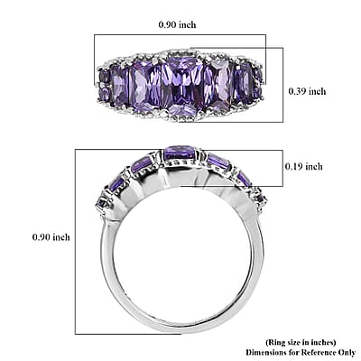 Simulated Blue Diamond 4.35 ctw Stair Step Ring in Stainless Steel (Size 6.0)