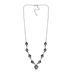 Indian Artistry Aquamarine Carved 21.50 ctw Leaf Necklace in Sterling Silver 18-20 Inches