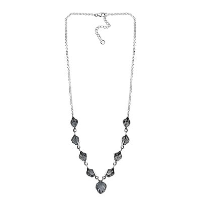 Indian Artistry Aquamarine Carved 21.50 ctw Leaf Necklace in Sterling Silver 18-20 Inches