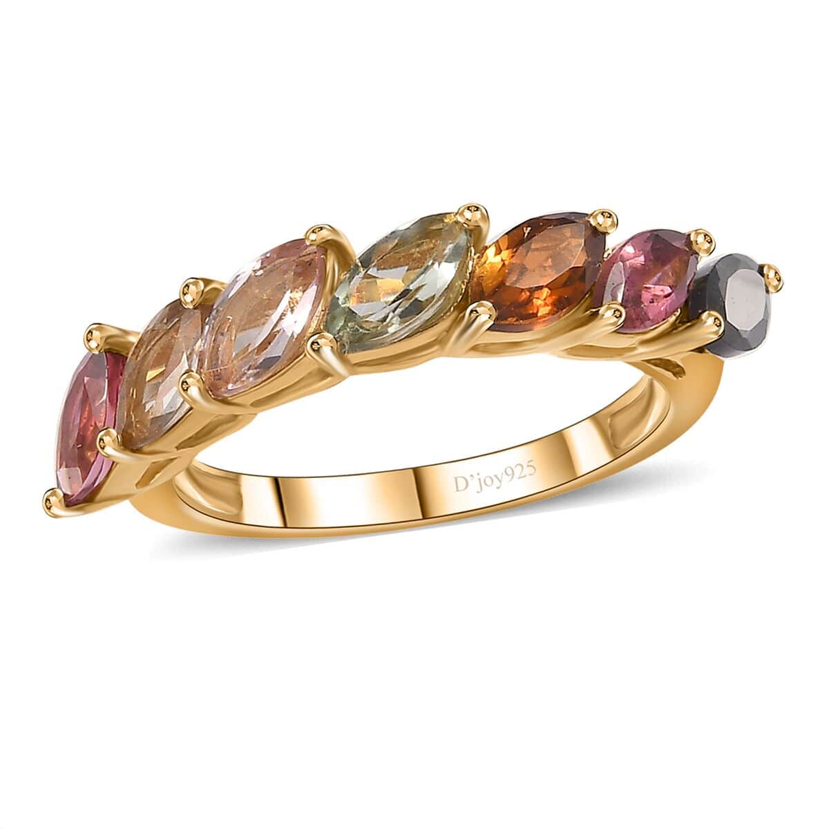 Multi-Tourmaline 7 Stone Ring in Vermeil Yellow Gold Over Sterling Silver (Size 10.0) 1.60 ctw image number 0