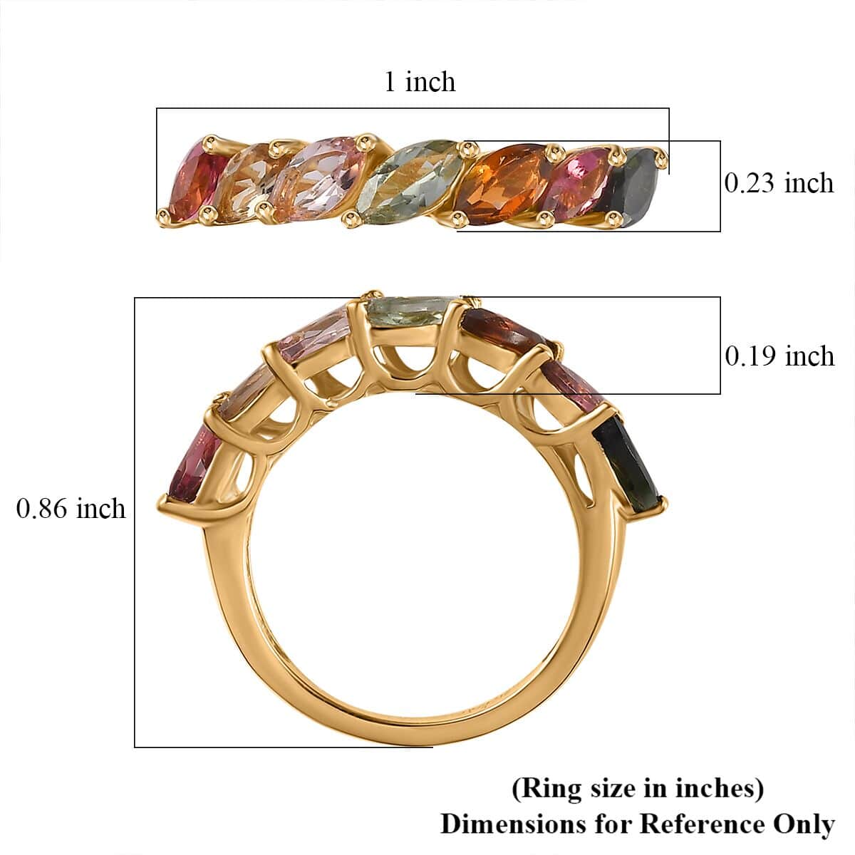 Multi-Tourmaline 7 Stone Ring in Vermeil Yellow Gold Over Sterling Silver (Size 10.0) 1.60 ctw image number 5