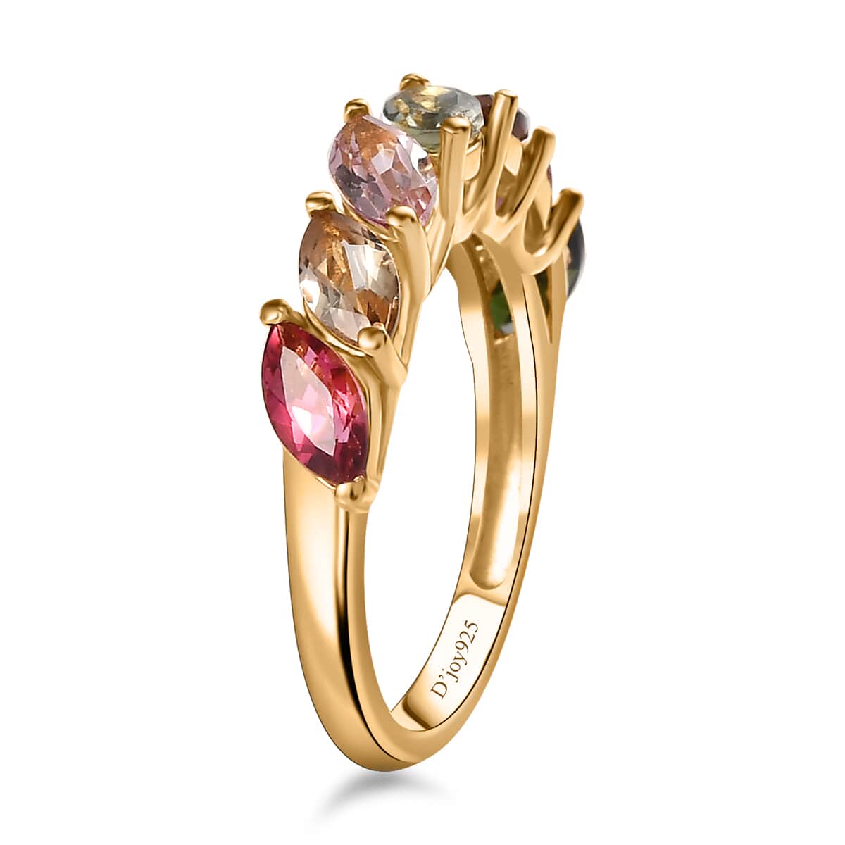 Multi-Tourmaline 7 Stone Ring in Vermeil Yellow Gold Over Sterling Silver (Size 5.0) 1.60 ctw image number 3