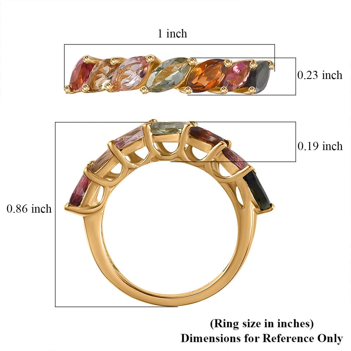 Multi-Tourmaline 7 Stone Ring in Vermeil Yellow Gold Over Sterling Silver (Size 7.0) 1.60 ctw image number 5