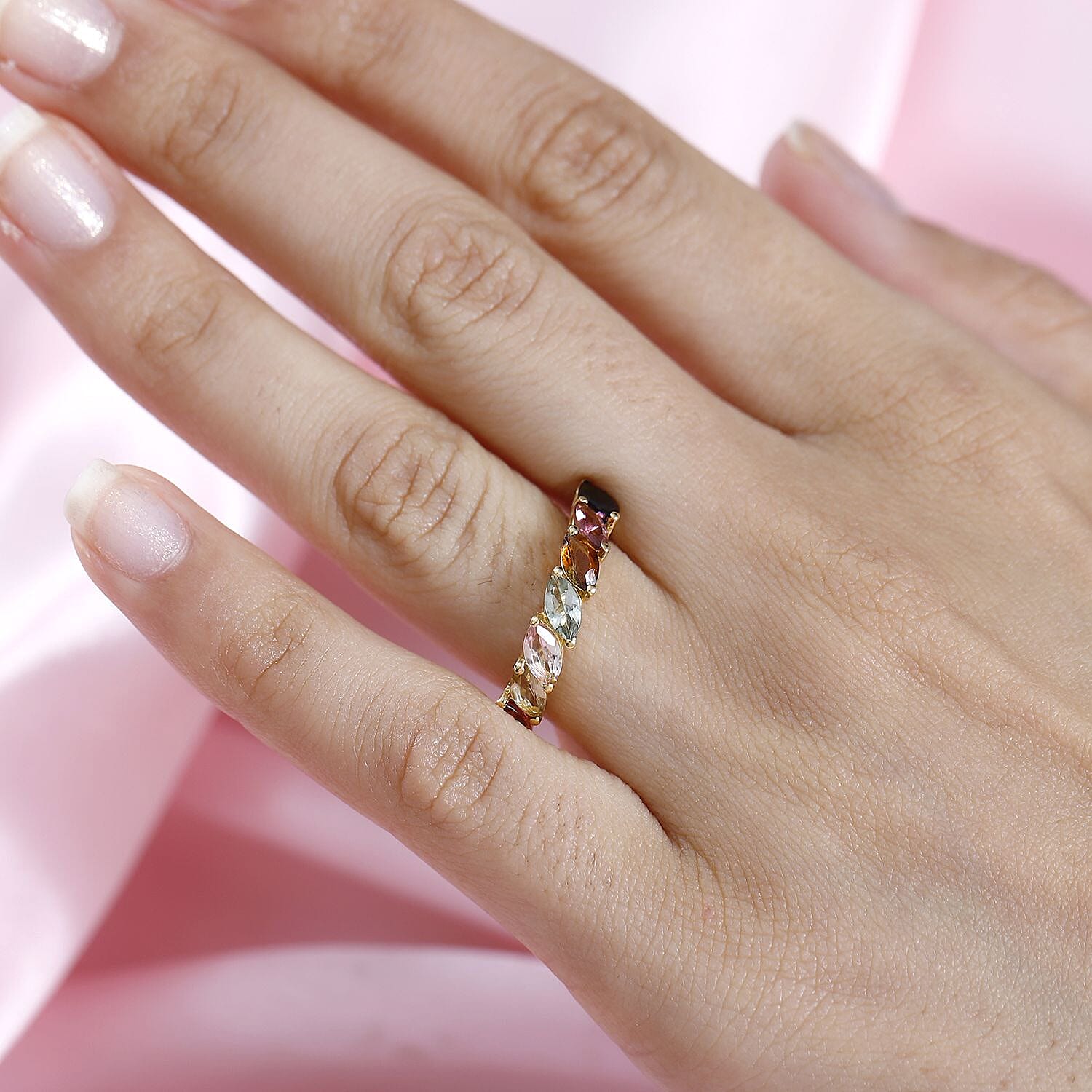STUDIO SEVEN multi color ringリング 11号 rainbow Line ring #11 K18YG <multicolored sapphire> / 虹色