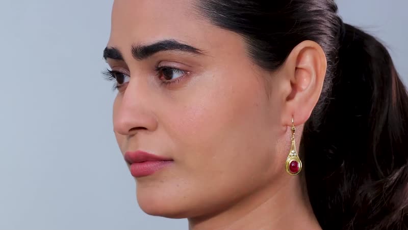 Premium African Ruby (FF) and Moissanite Lever Back Earrings in Vermeil Yellow Gold Over Sterling Silver 6.80 ctw